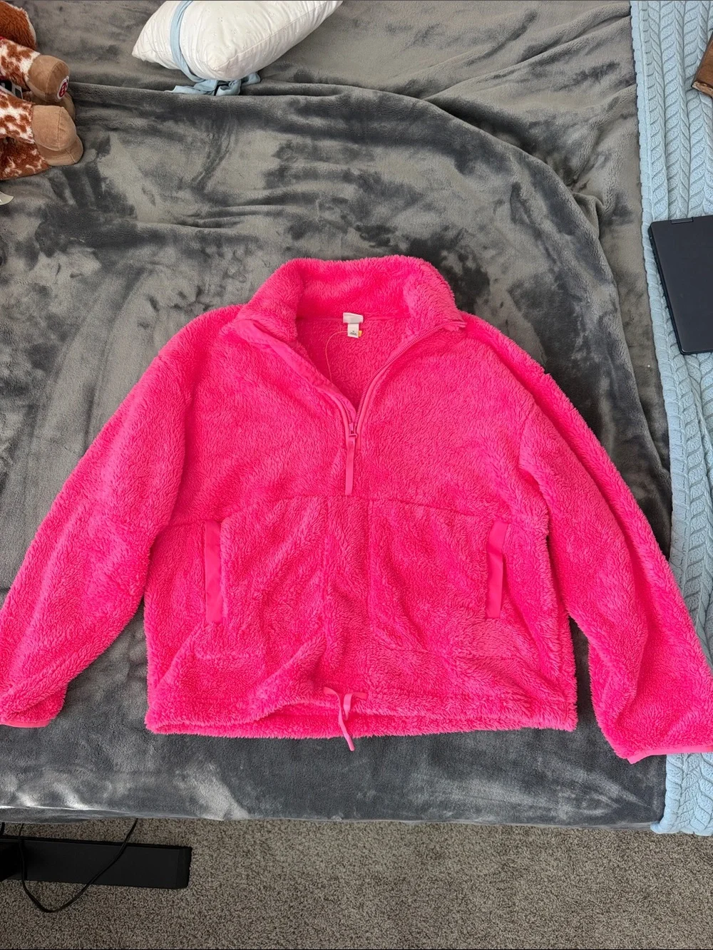 all in motion Girls' Plush Half-Zip Jacket - Bright Pink